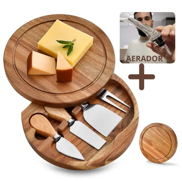 Tabua com Utensílios para Frios com Presente (+Aerador para Vinhos) Estrasburgo - Kasamô