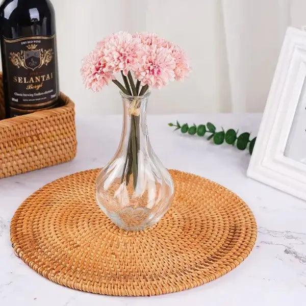 Suporte para Mesa Artesanal em Rattan de 6 peças + Suporte - Kasamô