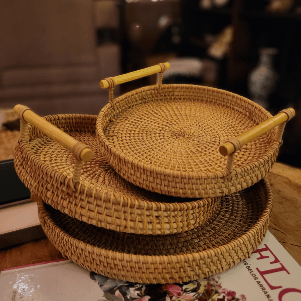 Bandeja Artesanal em Rattan Dhaka - Kasamô