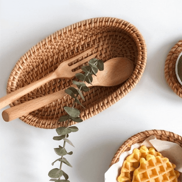 Cesto Artesanal em Rattan Manila - Kasamô