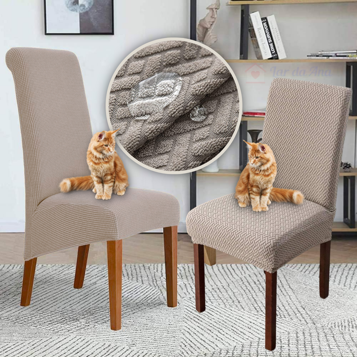 Kit Capas de Cadeira Semi Impermeável - Tecido Jacquard