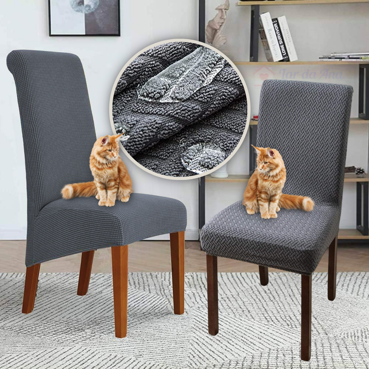 Kit Capas de Cadeira Semi Impermeável - Tecido Jacquard