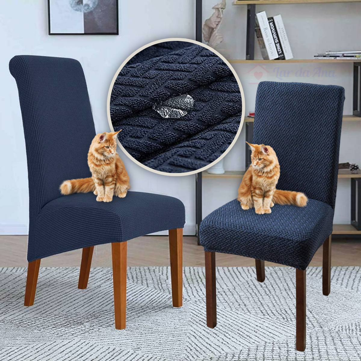 Kit Capas de Cadeira Semi Impermeável - Tecido Jacquard