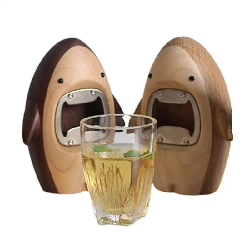 Abridor Criativo Tubarão em Madeira de Carvalho-Kasamô