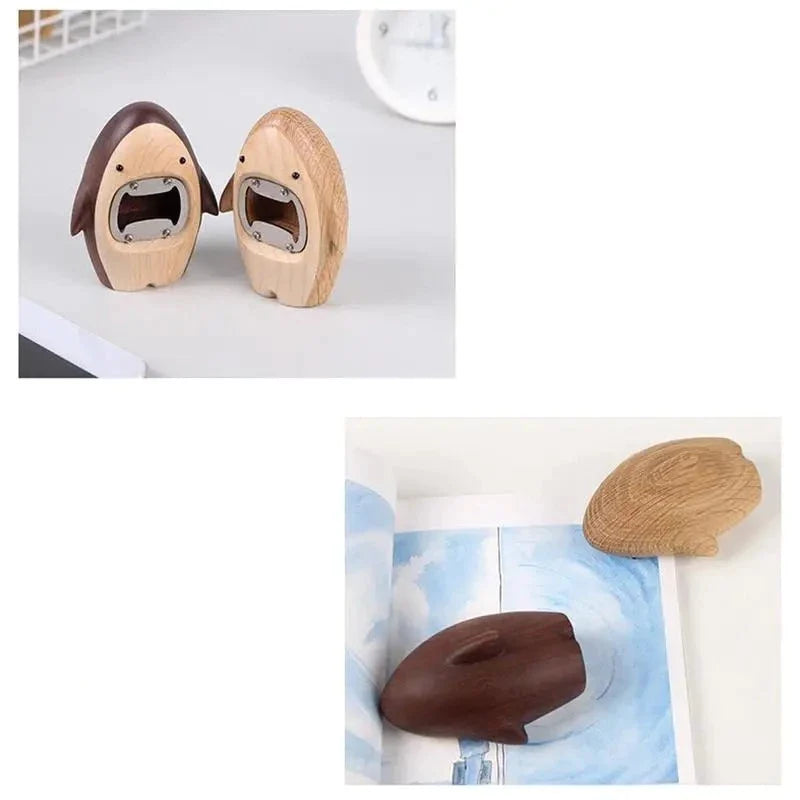 Abridor Criativo Tubarão em Madeira de Carvalho-Kasamô