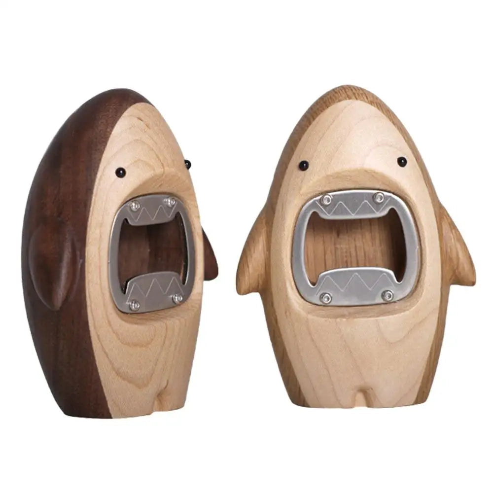 Abridor Criativo Tubarão em Madeira de Carvalho-Kasamô