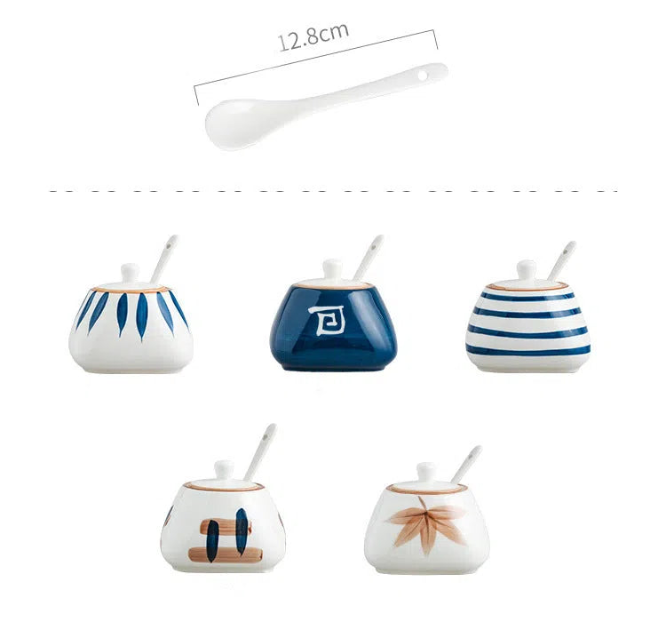 Açucareiro em Cerâmica Estilo Oriental Pintado a Mão-Kasamô