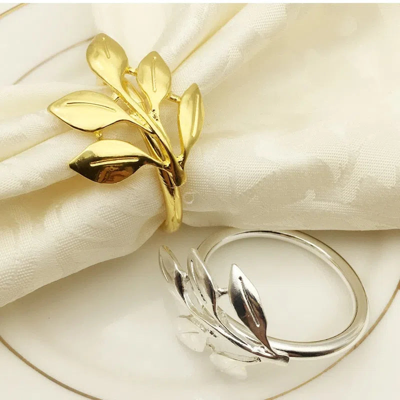 Anéis Porta Guardanapo Ramo de Folhas - 6 Peças-Kasamô