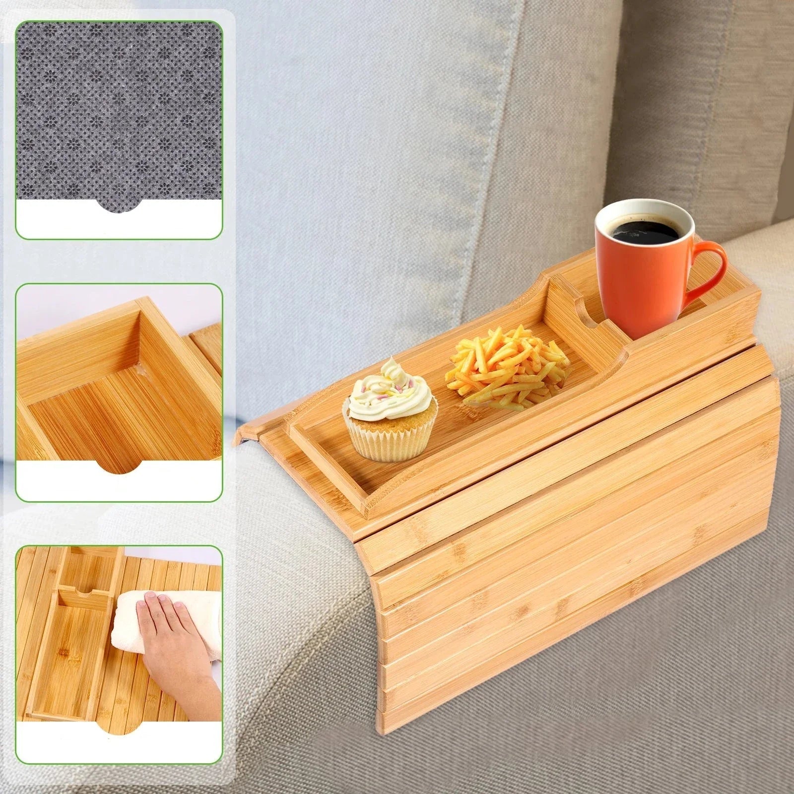 Bandeja Lateral Dobrável para Sofá em Bambu-Kasamô