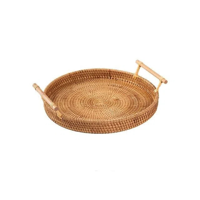 Bandeja Redonda em Rattan com Alças-Kasamô