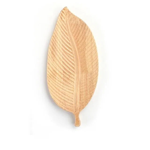 Bandeja em Madeira de Nogueira Modelo Folhagem-Kasamô