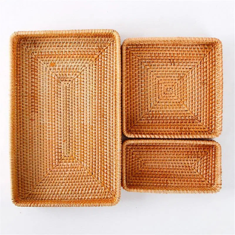 Bandeja em Rattan - Rentagular ou Redonda-Kasamô