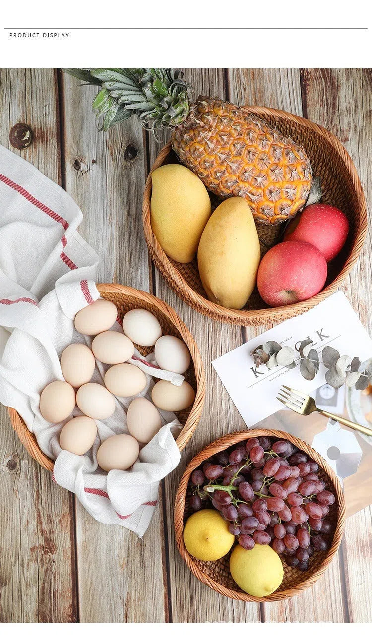Bandeja em Rattan - Rentagular ou Redonda-Kasamô