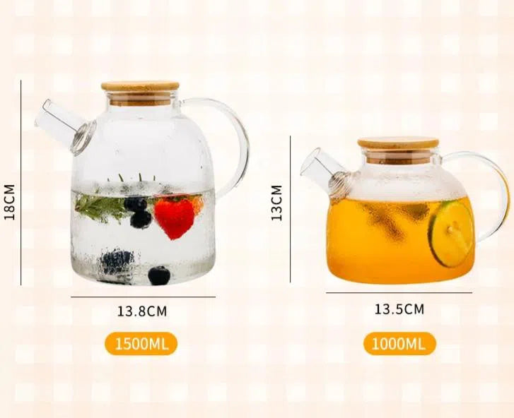 Bule em Vidro de Borossolicato e Tampa de Bambu-Kasamô