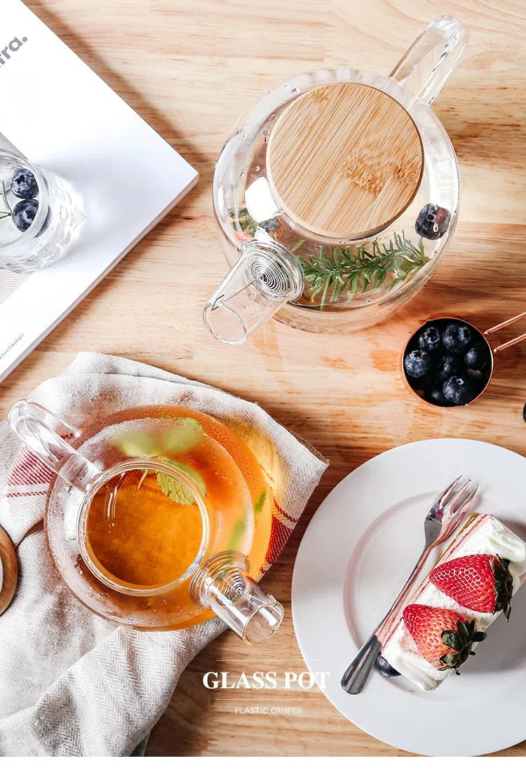 Bule em Vidro de Borossolicato e Tampa de Bambu-Kasamô