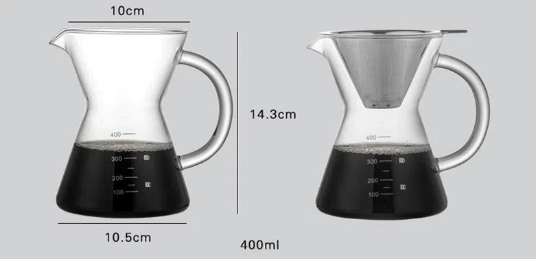 Cafeteira em Vidro de Borossilicato e Filtro em Inox - 400ml-Kasamô