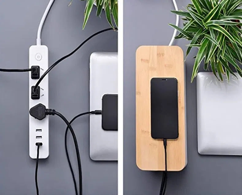 Caixa Organizadora de Fios Black & White com Tampa de Bambu-Kasamô