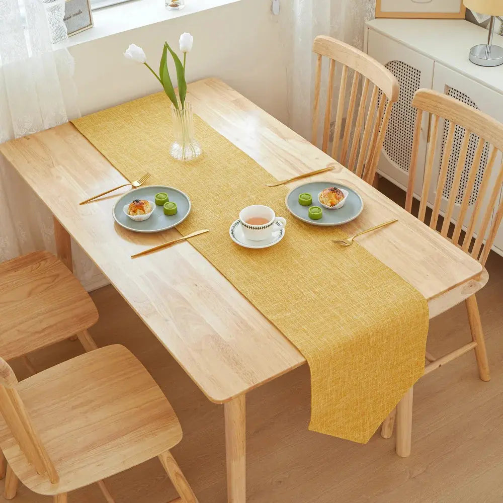 Caminho de Mesa de Jantar Minimalista Amarelo Dourado