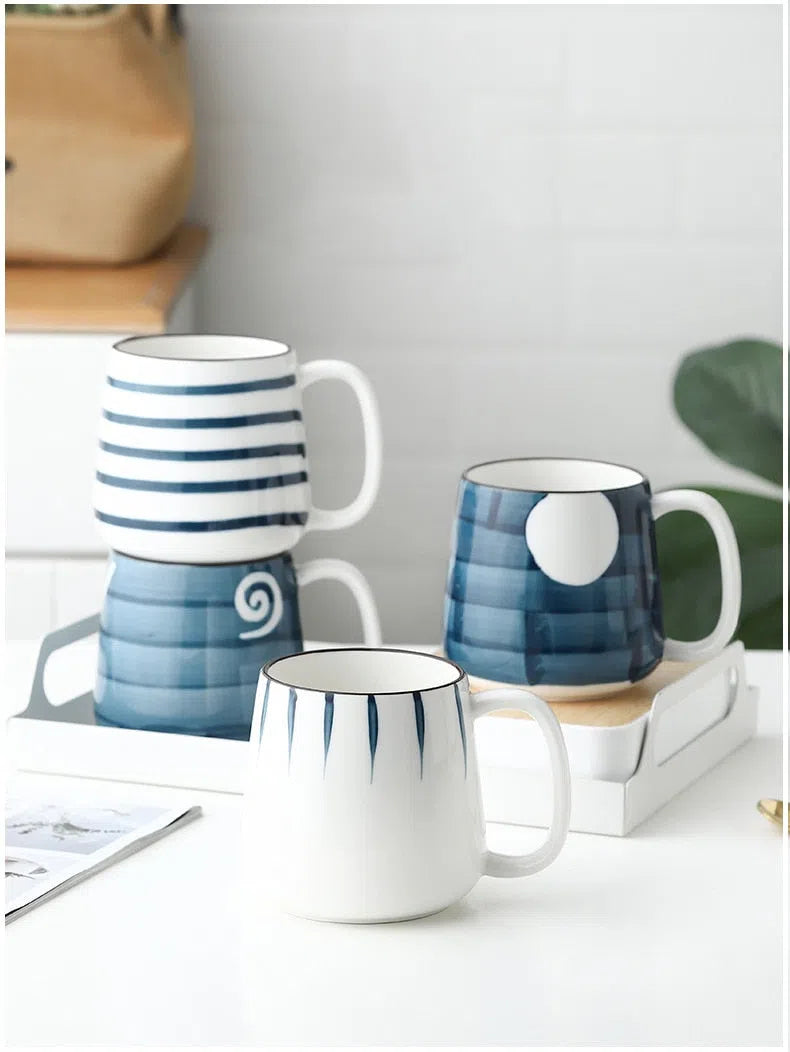 Caneca em Cerâmica Estilo Japonês Pintada a Mão - 500ml-Kasamô