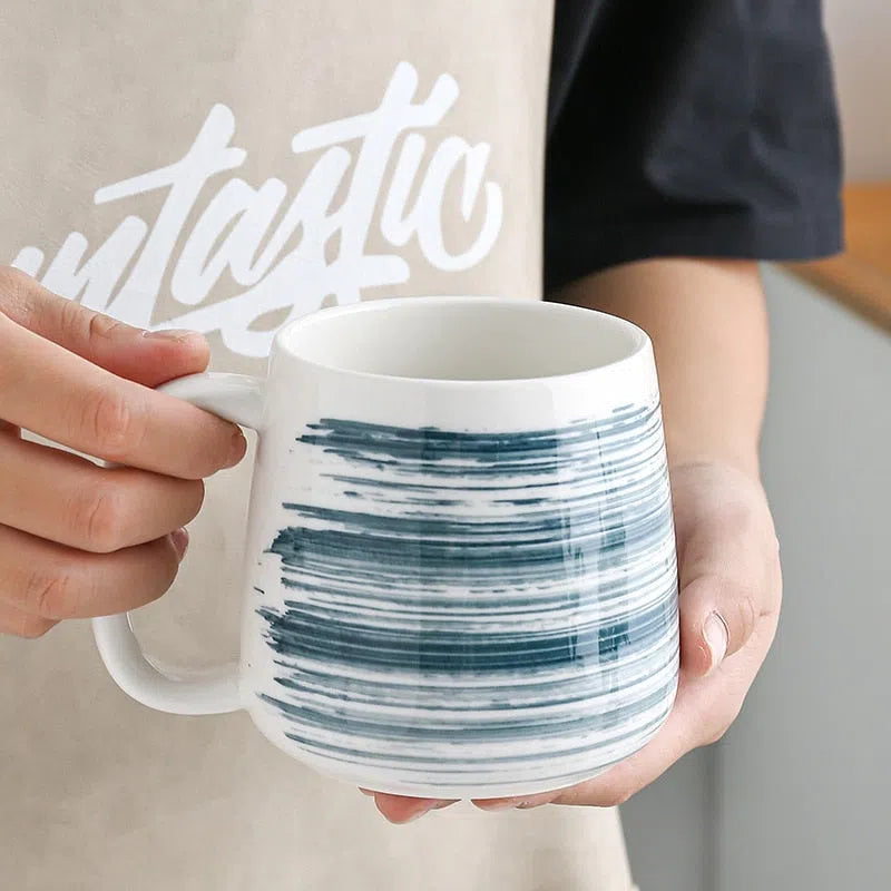 Caneca em Cerâmica Estilo Japonês Pintada a Mão - 500ml-Kasamô