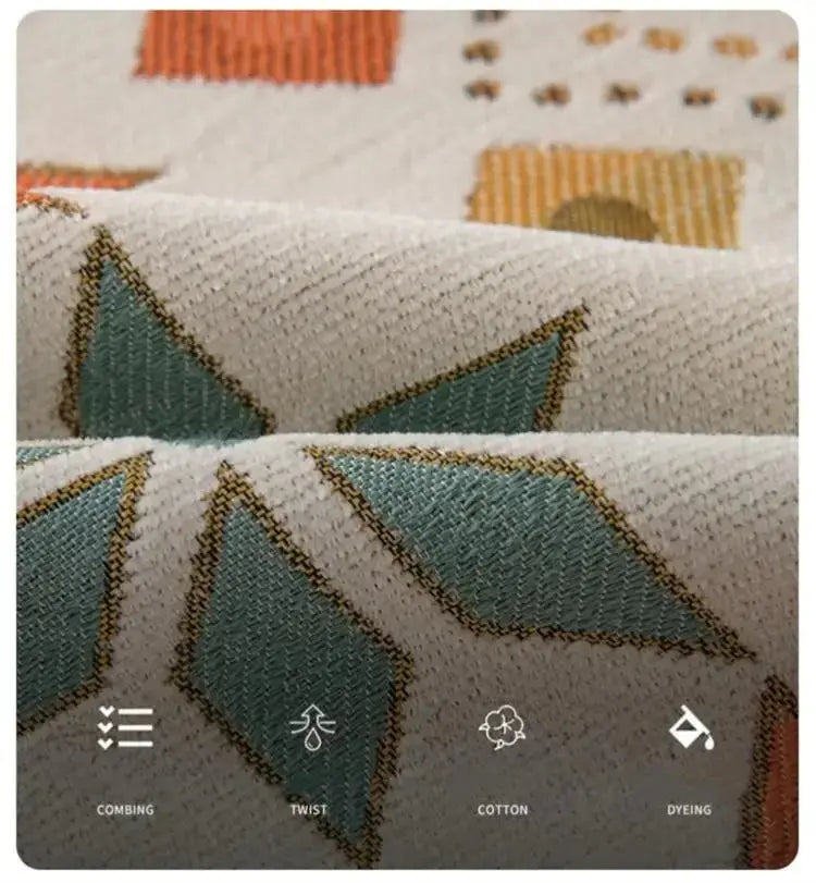 Capa de Sofá Decorativa Boho 100% Poliéster com Estampa Étnica e Franjas