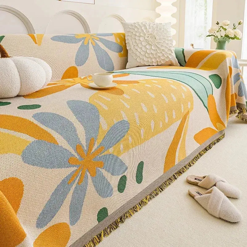 Capa de Sofá Floral Anti-Arranhões de Gato, 180*130cm