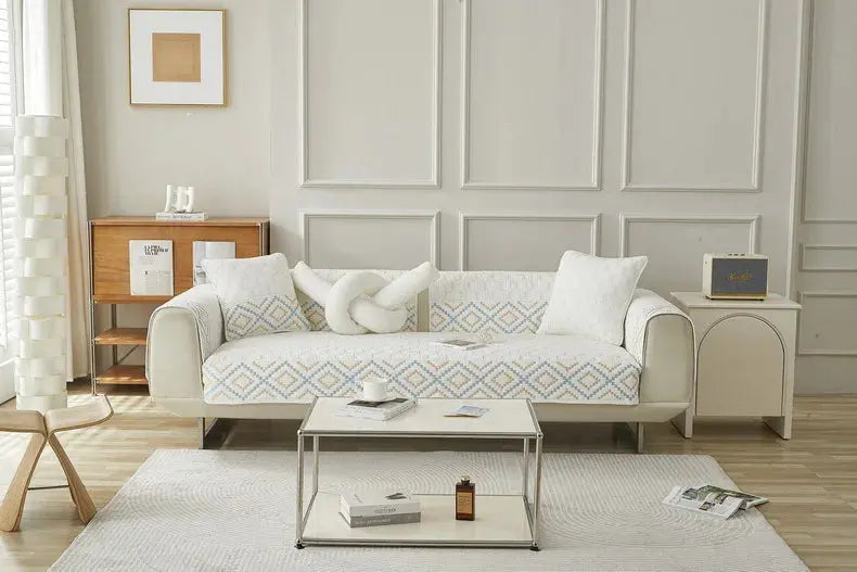 Capa de Sofá de Algodão Bordado