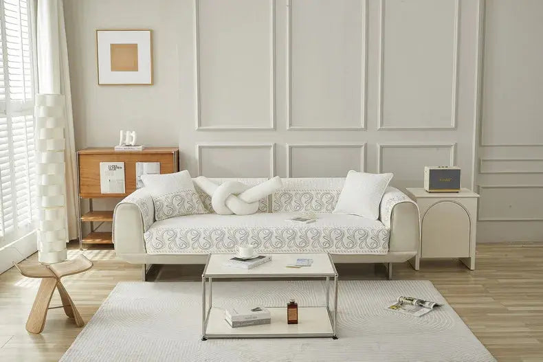 Capa de Sofá de Algodão Bordado