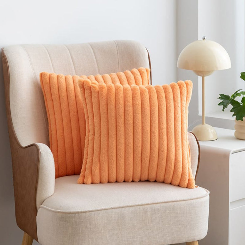 Capa de Almofada Listrada Decorativa de Luxo Moderna - imita Pele de Coelho