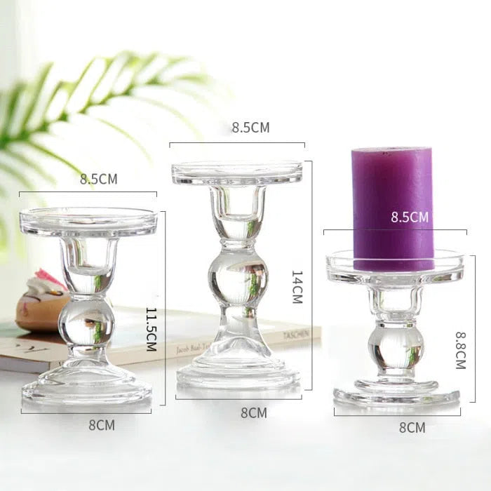 Castiçal Pilar em Vidro Transparente-Kasamô