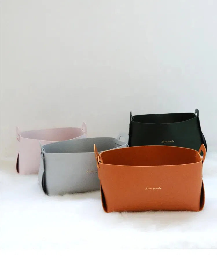 Cesta Organizadora Minimalista em Couro-Kasamô