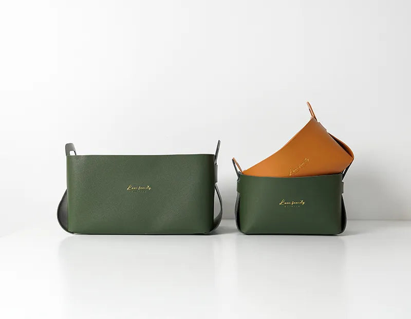 Cesta Organizadora Minimalista em Couro-Kasamô