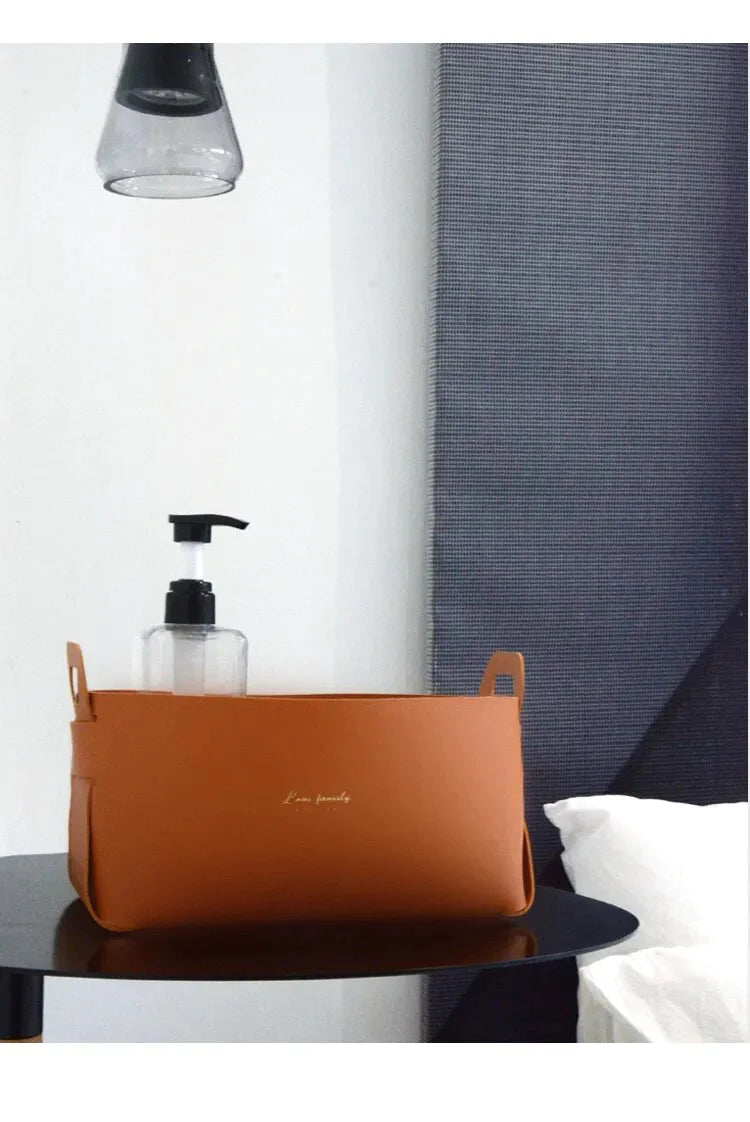 Cesta Organizadora Minimalista em Couro-Kasamô