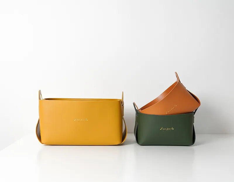 Cesta Organizadora Minimalista em Couro-Kasamô