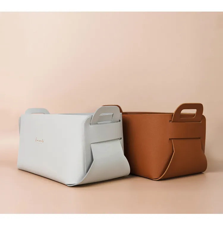 Cesta Organizadora Minimalista em Couro-Kasamô