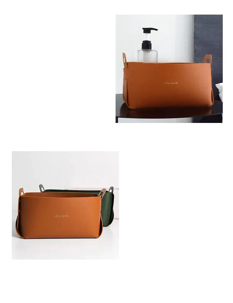 Cesta Organizadora Minimalista em Couro-Kasamô