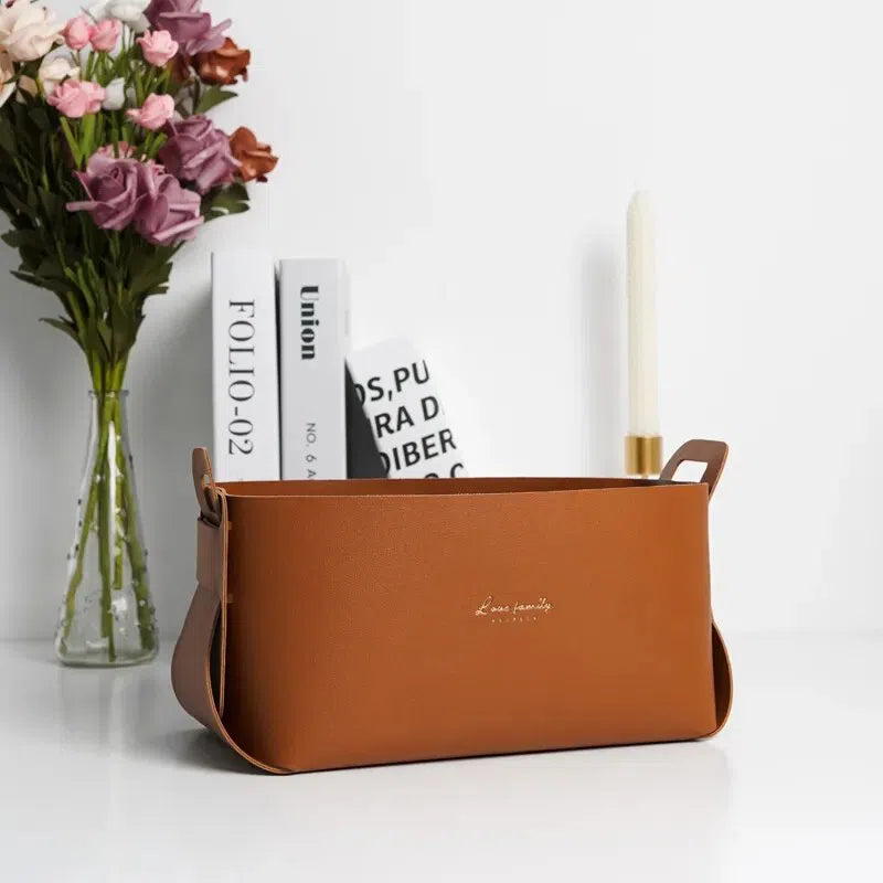 Cesta Organizadora Minimalista em Couro-Kasamô