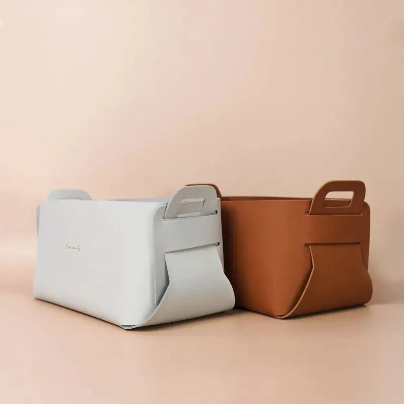 Cesta Organizadora Minimalista em Couro-Kasamô