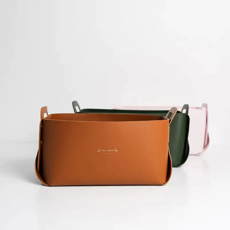 Cesta Organizadora Minimalista em Couro-Kasamô