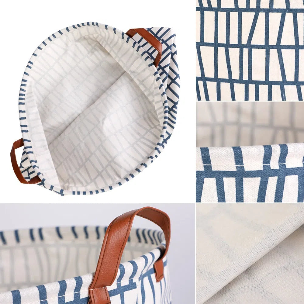 Cesto Organizador Dobrável com Alças em Couro-Kasamô