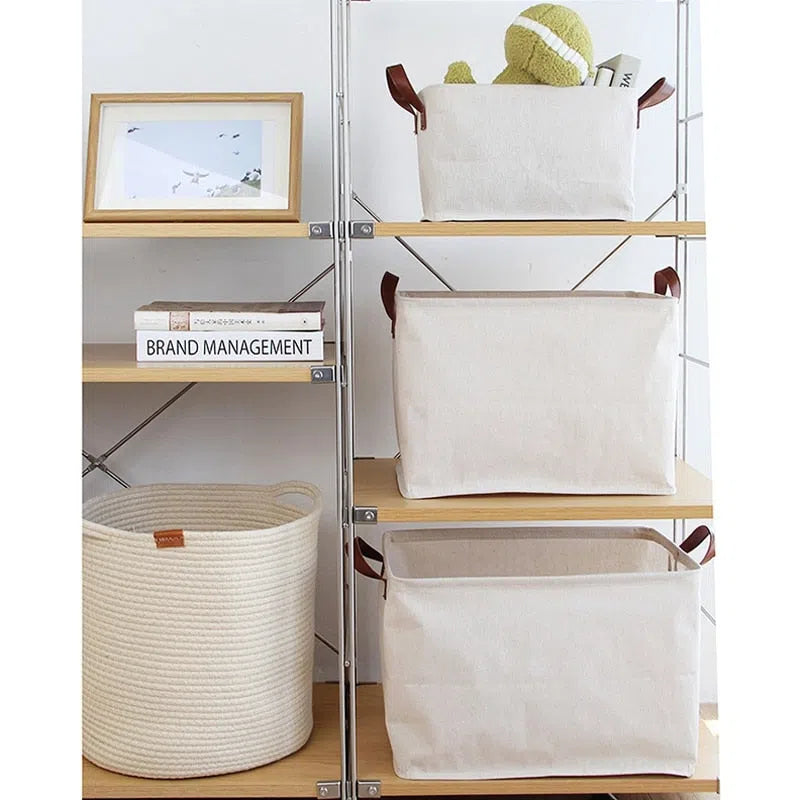 Cesto Organizador com Alças em Couro-Kasamô