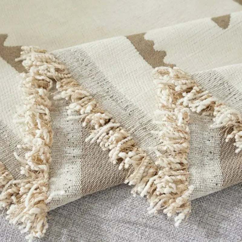 Cobertor de Sofá com Estampa Geométrica Boho e Borlas