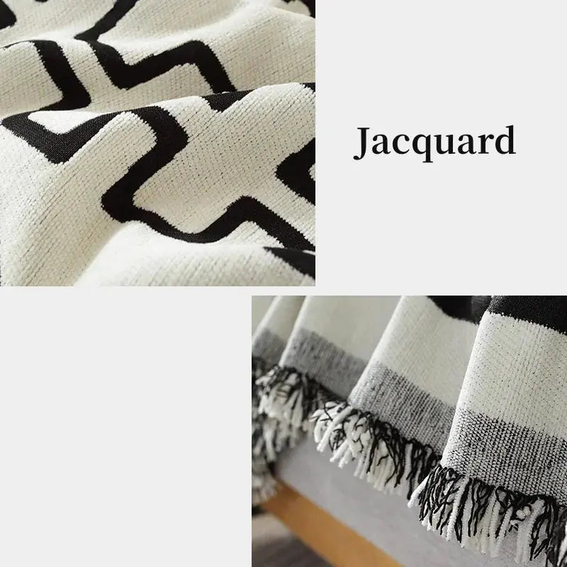 Cobertor de Sofá com Estampa Geométrica Boho e Borlas