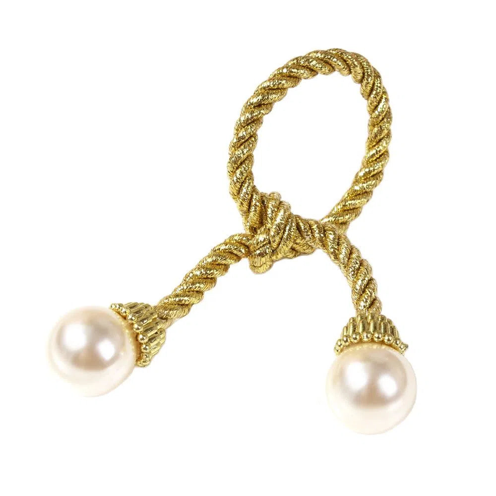 Conjunto Cordão e Pérola de Anéis para Guardanapo - 6 Peças-Kasamô