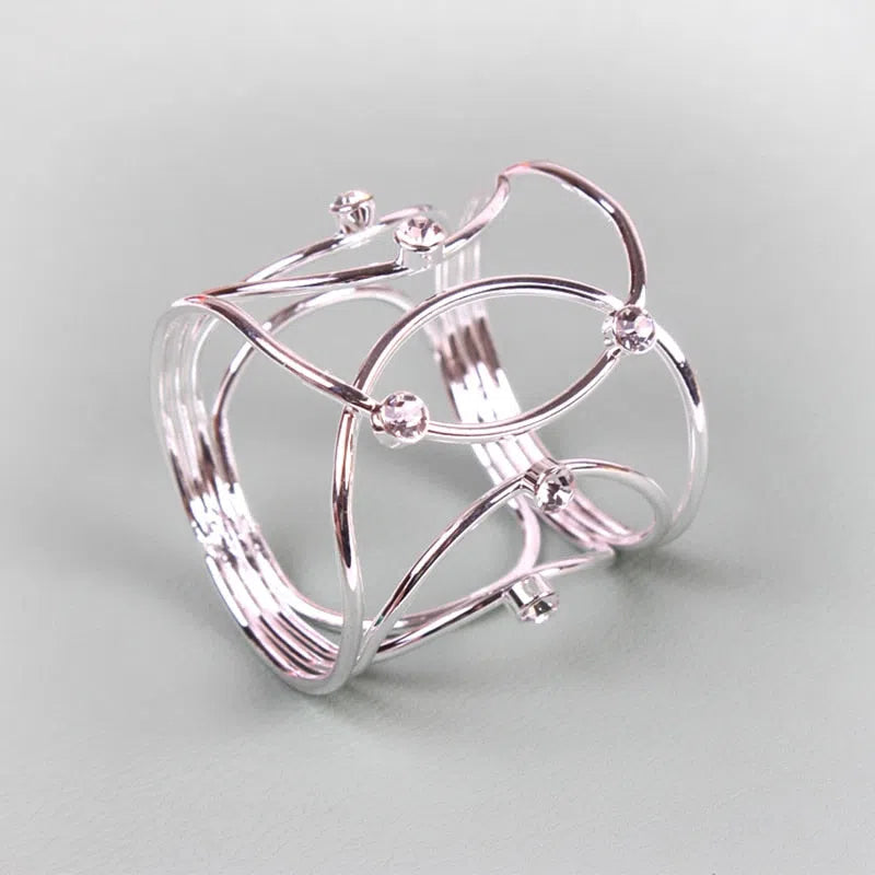 Conjunto Elo de Anéis para Guardanapo em Aço Inox - 6 Peças-Kasamô