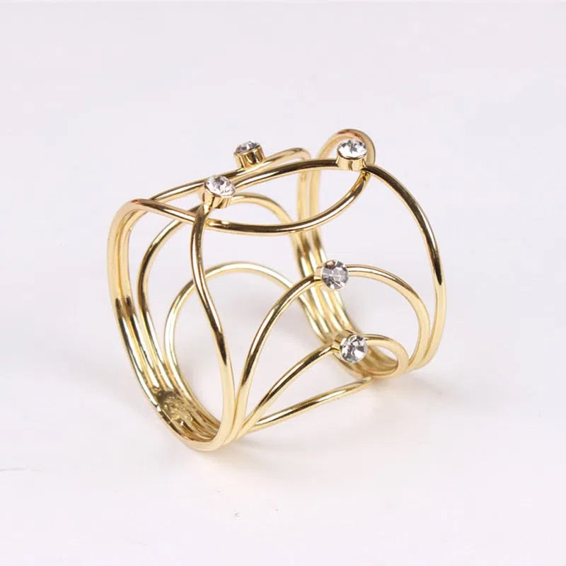 Conjunto Elo de Anéis para Guardanapo em Aço Inox - 6 Peças-Kasamô