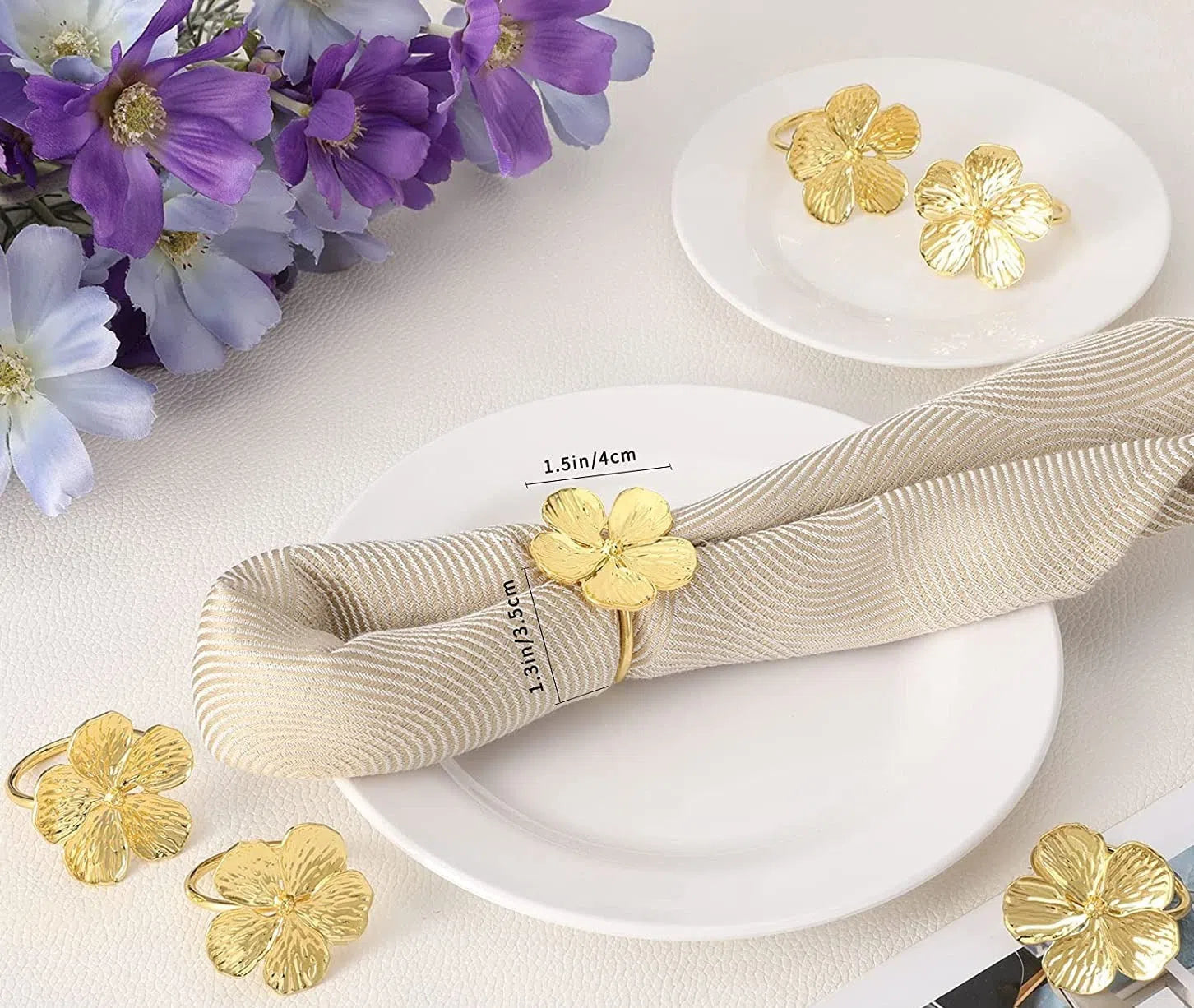 Conjunto Flor de Anéis para Guardanapo - 6 Peças-Kasamô