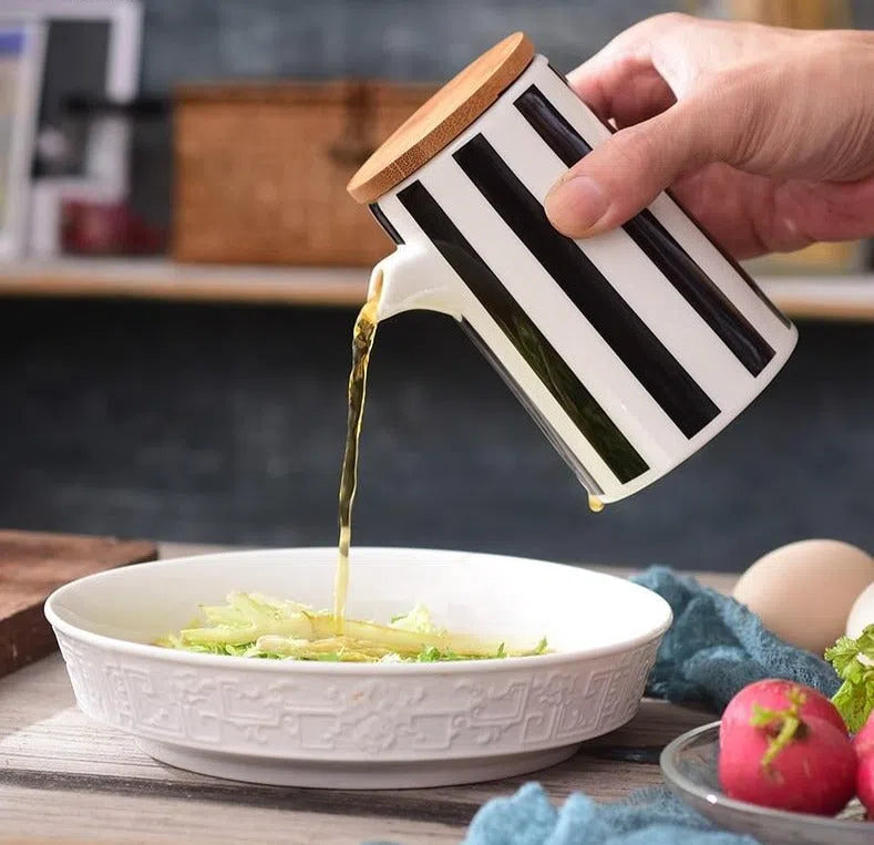 Conjunto Nórdico Cerâmica e Bambu Listrado-Kasamô