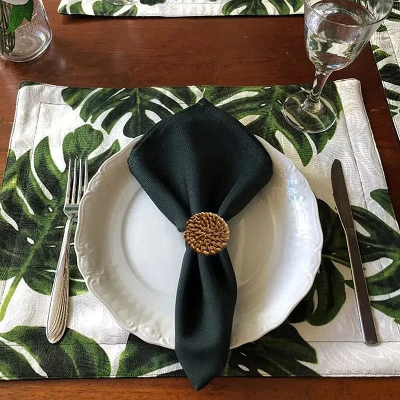 Conjunto Rattan de Anéis para Guardanapo - 6 Peças-Kasamô