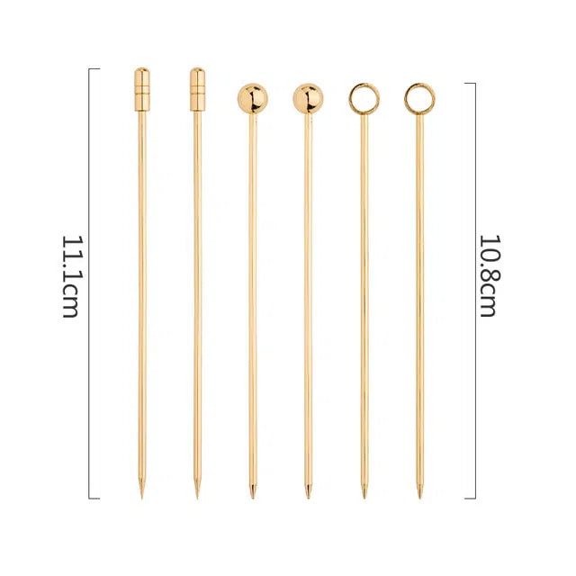 Conjunto de Garfos para Petiscos Dourados e Suporte de Pássaro em Vidro-Kasamô